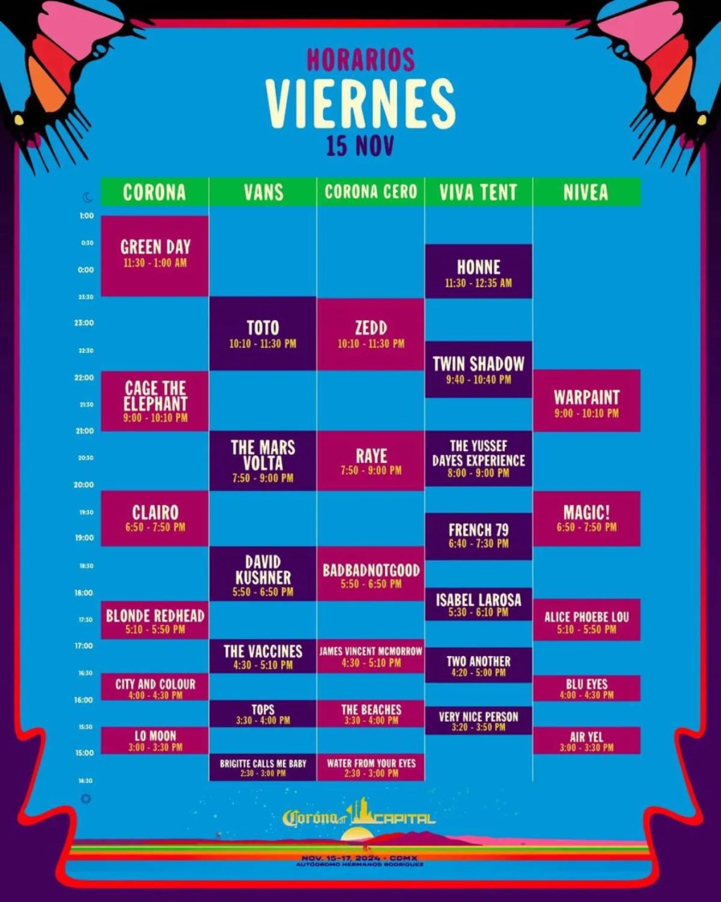 ¿Vas a ir al Corona Capital 2024? Estos son los horarios oficiales del festival ¡Toma&nbsp;nota!