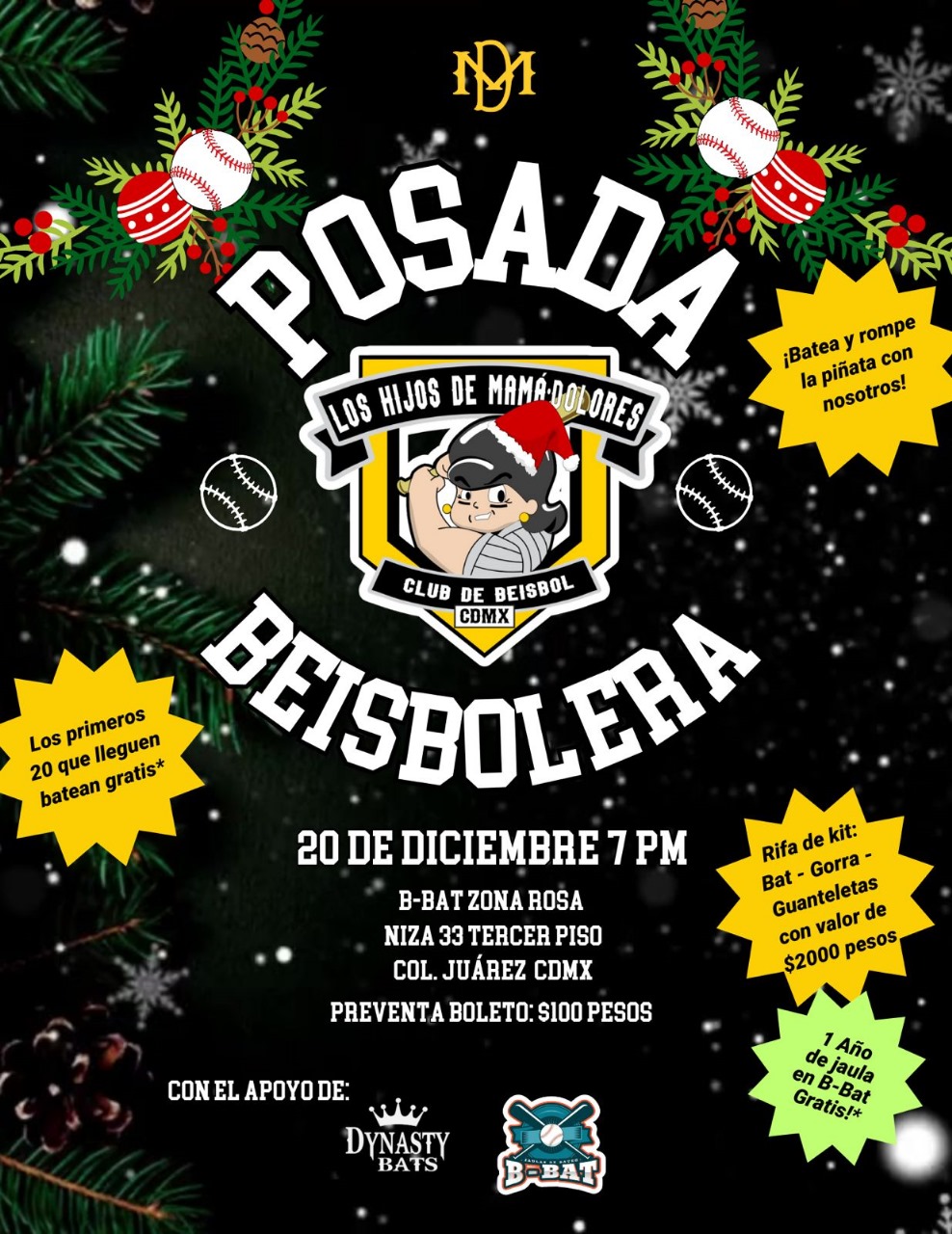 ¡Bateo, piñata y música! La primera posada beisbolera de la CDMX con Los Hijos de Mamá Dolores y B-Bat&nbsp;México