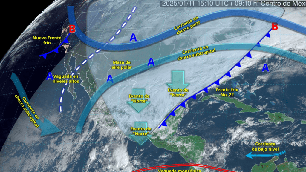 Frente frío 23 helará tu domingo en estos estados; lloverá en 8&nbsp;entidades