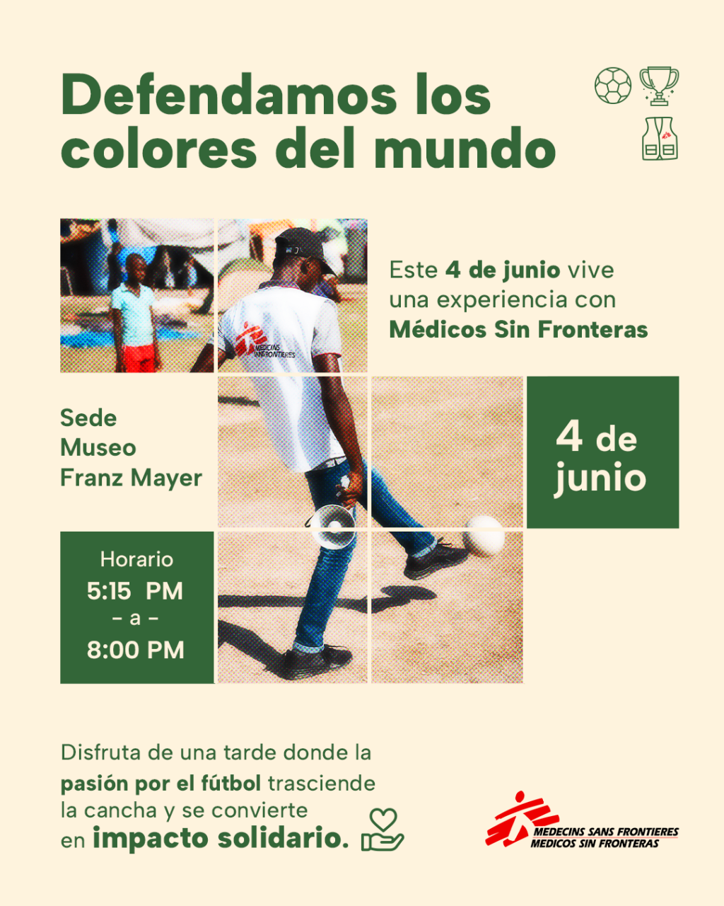 Médicos Sin Fronteras y Cuemanche unen fútbol, arte y acción humanitaria en “Sedes Sin&nbsp;Fronteras”